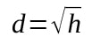 d= sqrt h