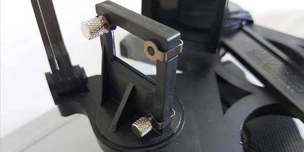 Mirror adjustment screws on the Davis Mk15 Sextant