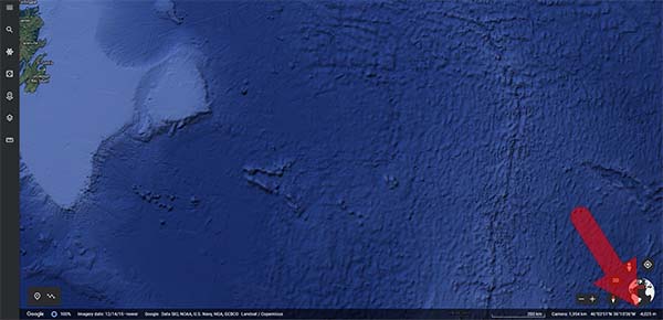 Google Earth highlighting where you find the water depth
